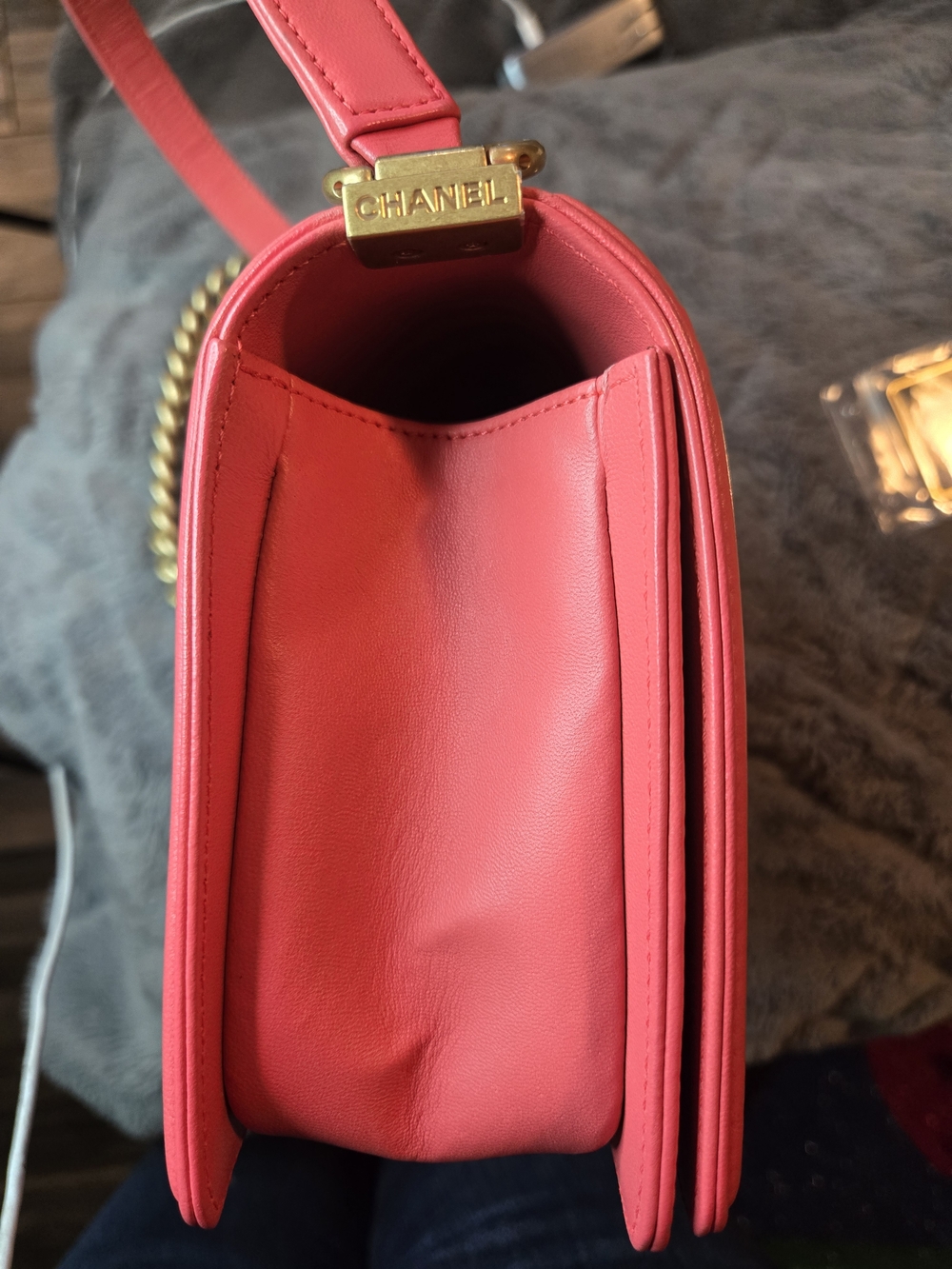 CHANEL Hot Pink Quilted Leather Boy Bag with Gold Hardware - Picture 6 of 10